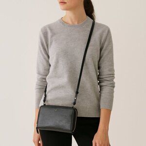 Lauren Ralph Lauren (LRL)Black Leather Women's Crossbody Wallet Clutch Small